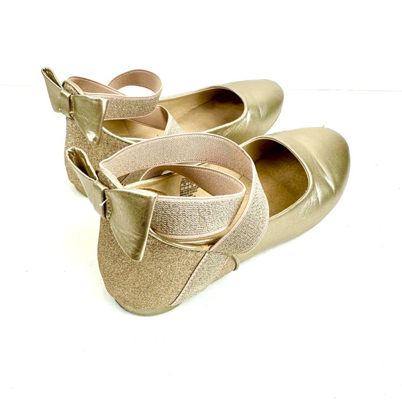 Girl’s Kenneth Cole Reaction Tap Glitz Metallic Gold Ballet Flats - Picture 6 of 10